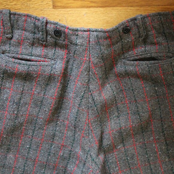Vintage A-Kay Wool Plaid Windowpane Hunting Logging Work Pants Men's 36x28 - Picture 4 of 11